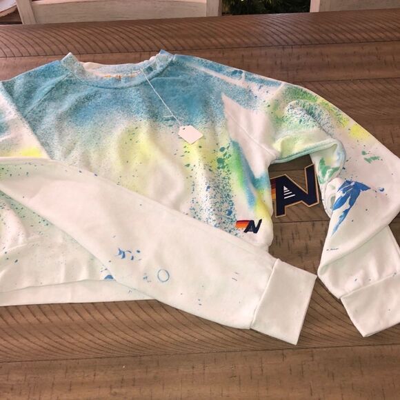 NWT AV Nation Artist 👩🎨 Collection Crop Lightweight Cotton Blend Sweatshirt - Picture 15 of 16